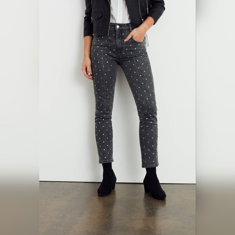 ANTHROPOLOGIE Pilcro Ultra High-Rise‎ Beaded Straight Jeans